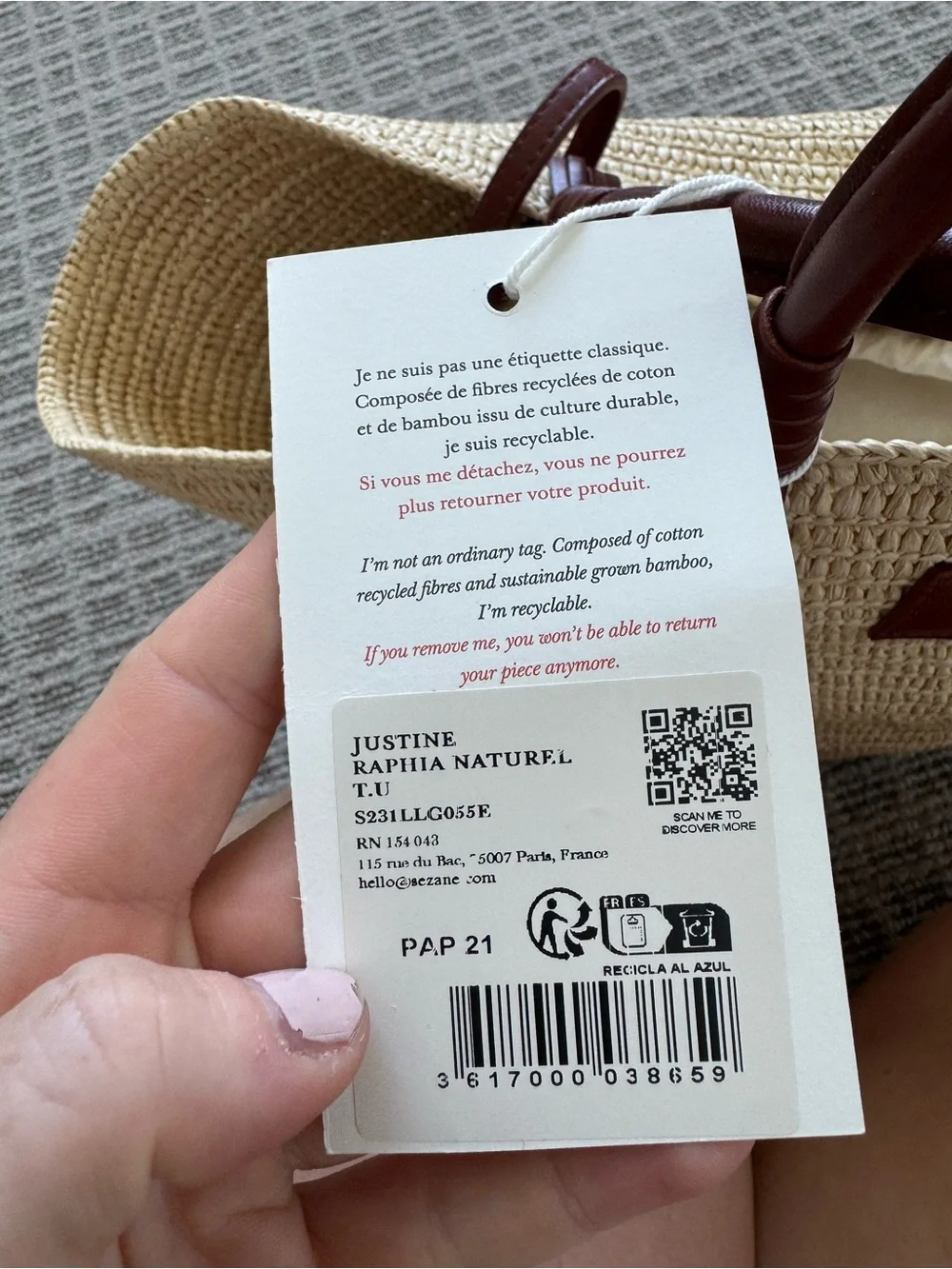 Sézane NWT Justine basket bag - Raffia - Picture 7 of 11
